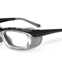 On Guard 220FS black plastic safety glasses with side shields