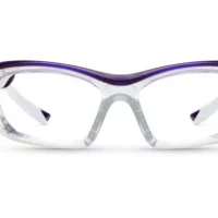 On Guard 220SDD purple and white plastic safety glasses with side shields